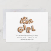 Faire-part c'est une fille ! Rose Doré. (Devant / Derrière)