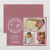 Faire-part C'est une fille ! Timbres-poste (Devant / Derrière)