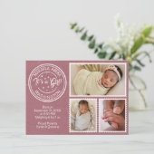 Faire-part C'est une fille ! Timbres-poste (Debout devant)