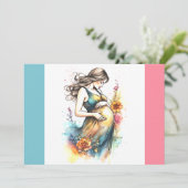 Faire-part C'est une petite fille Grossesse Genre Révéler Joy (Debout devant)