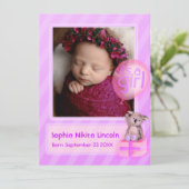 Faire-part C'est une photo de fille nouveau-né rose bébé (Debout devant)