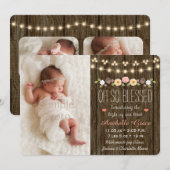 Faire-part Chaîne florale rustique de lumières Annonces de na (Devant / Derrière)