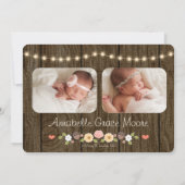 Faire-part Chaîne florale rustique de lumières Annonces de na (Dos)