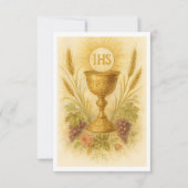 Faire-part Chalice de prière communion avec raisins de blé (Devant)