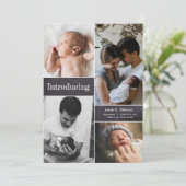 Faire-part Chalkboard Baby Photo Collage Introduire le nouvea (Debout devant)