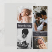 Faire-part Chalkboard Baby Photo Collage Introduire le nouvea (Devant / Derrière)