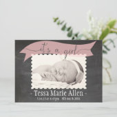 Faire-part Chalkboard Banner fille (Debout devant)