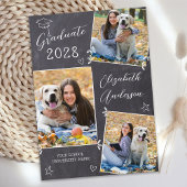 Faire-part Chalkboard Doodle 3 Photo Graduation unique