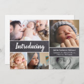 Faire-part Chalkboard Photo collage Baby boy Introduction (Devant / Derrière)
