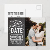 Faire-part Chalkboard Photo Enregistrer la date Carte postale (Devant / Derrière)