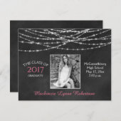 Faire-part Chalkboard Sparkle String Lights Photo Graduation (Devant / Derrière)