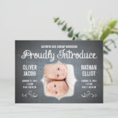 Faire-part Chalkboard Twins Annonces de naissance (Debout devant)