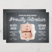 Faire-part Chalkboard Twins Annonces de naissance (Devant / Derrière)
