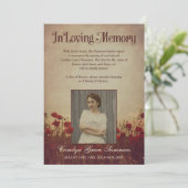 Faire-part Champ Rustique De Pavot En Mémoire Amoureuse Photo (Debout devant)