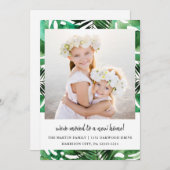 Faire-part Changement d'adresse Aquarelle Vert Feuilles photo (Devant / Derrière)