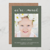 Faire-part Changement d'adresse aspect toile de jute rustique (Devant / Derrière)