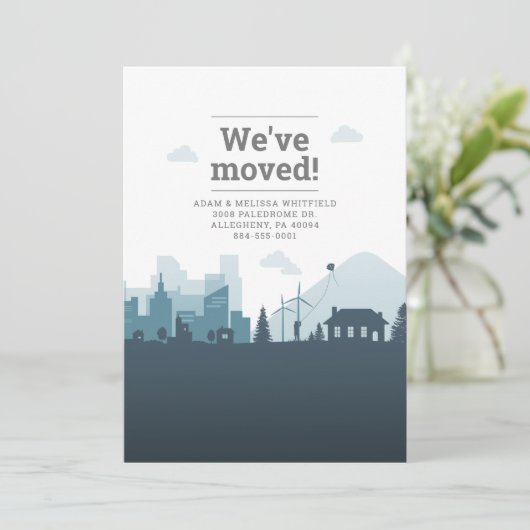 Faire-part Changement d'adresse moderne Nous avons évolué (Debout devant)