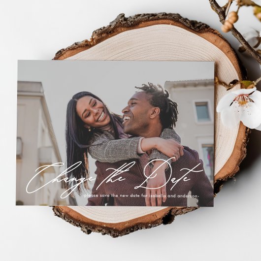 Faire-part Changement de date de mariage avec nouvelle date e