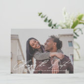 Faire-part Changement de date de mariage avec nouvelle date e (Debout devant)