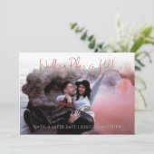 Faire-part Changement de date de mariage Fun Photo Red Script (Debout devant)