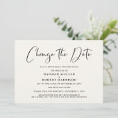 Faire-part Changement de date de mariage Report léger crème (Debout devant)