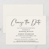 Faire-part Changement de date de mariage Report léger crème (Devant / Derrière)