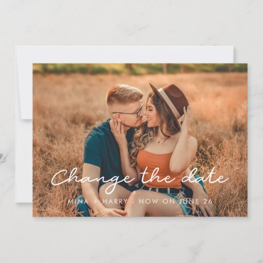Faire-part Changement de date de mariage simple (Devant)
