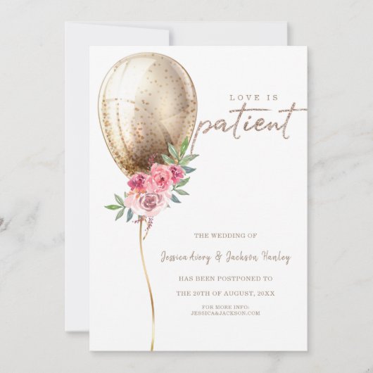 Faire-part Changement de Date Mariage Luxe Ballon Beige (Devant)