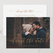 Faire-part Changement de date Photo Calligraphie moderne mini (Devant / Derrière)