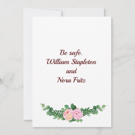 Faire-part Changement de plan mariage, avec rose rose rose de (Dos)