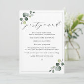 Faire-part Changement de plan reporté Mariage de l'eucalyptus (Debout devant)