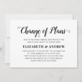 Faire-part Changement de plan Reporté Mariage Élégant Script (Devant)