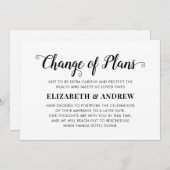 Faire-part Changement de plan Reporté Mariage Élégant Script (Devant / Derrière)