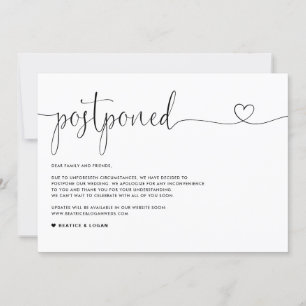 Faire-part Changement de plans de mariage élégant Reporté
