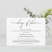 Faire-part Changement de plans de mariage réduit Écriture ten (Debout devant)