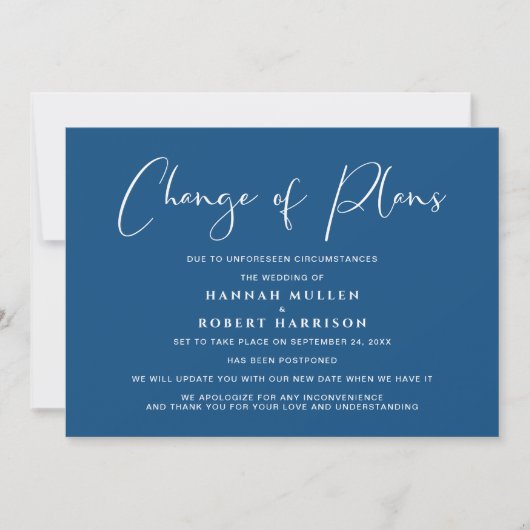 Faire-part Changement de plans de mariage report annulé (Devant)