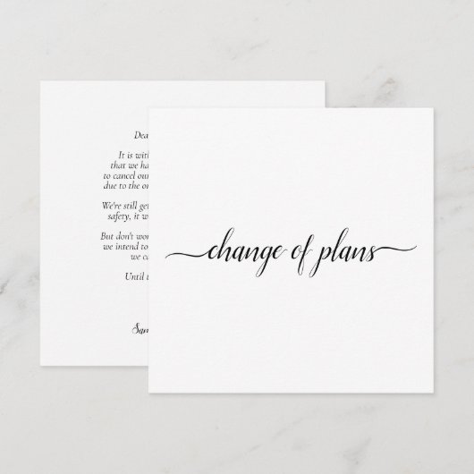 Faire-part Changement de plans Mariage annulé ou reporté (Devant / Derrière)