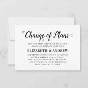 Faire-part Changement de plans Mariage reporté Script moderne
