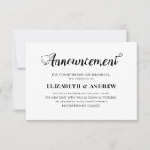 Faire-part Changement de plans Mariage reporté Script moderne (Devant)