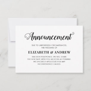Faire-part Changement de plans Mariage reprogrammé Script mod
