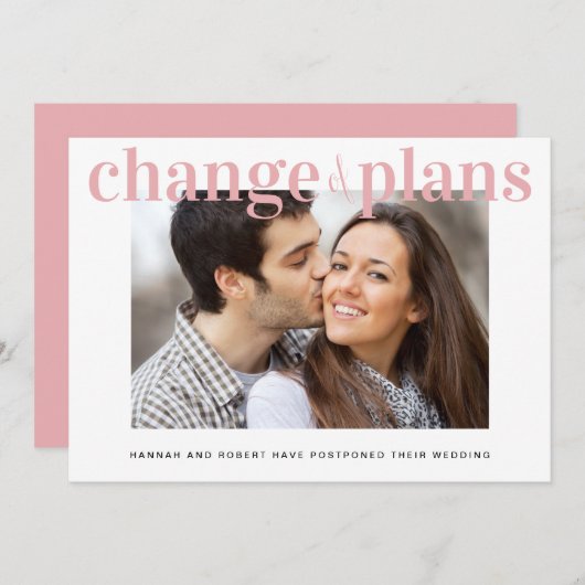 Faire-part Changement de plans Photo Rose Annonce de report d (Devant / Derrière)