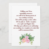 Faire-part Changement de plans pour le mariage, avec pivoine (Devant / Derrière)