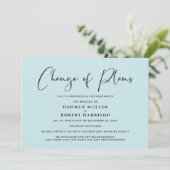 Faire-part Changement de plans Report Mariage bleu de mer (Debout devant)