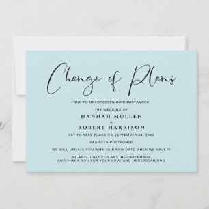 Faire-part Changement de plans Report Mariage bleu de mer