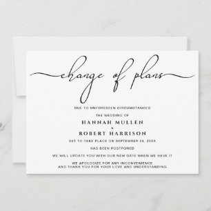 Faire-part Changement de plans Report noir blanc