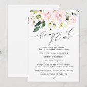 Faire-part Changement de Plans Reporté Blush Fleurs de Mariag (Devant / Derrière)
