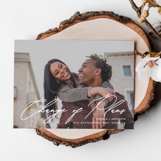 Faire-part Changement de plans simple pour un mariage avec no