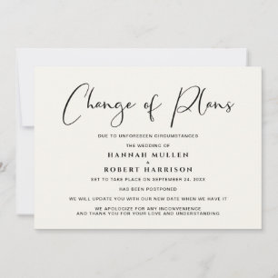 Faire-part Changement de report de mariage Changement de plan