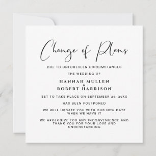 Faire-part Changement Élégant de Plans Report de Mariage