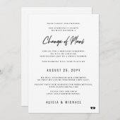 Faire-part Changement mariage de plans réduction minimale mod (Devant / Derrière)
